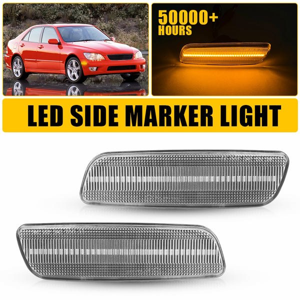 LED Side Marker Light for Scion xA 2004-2006, Clear Lens, Amber, Front Turn Signal