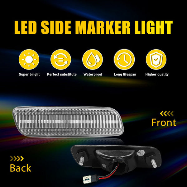 LED Side Marker Light for Scion xA 2004-2006, Clear Lens, Amber, Front Turn Signal