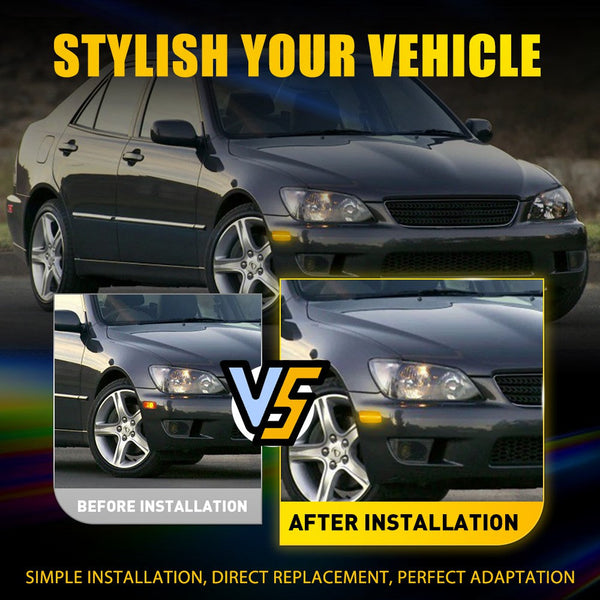 LED Side Marker Light for Scion xA 2004-2006, Clear Lens, Amber, Front Turn Signal