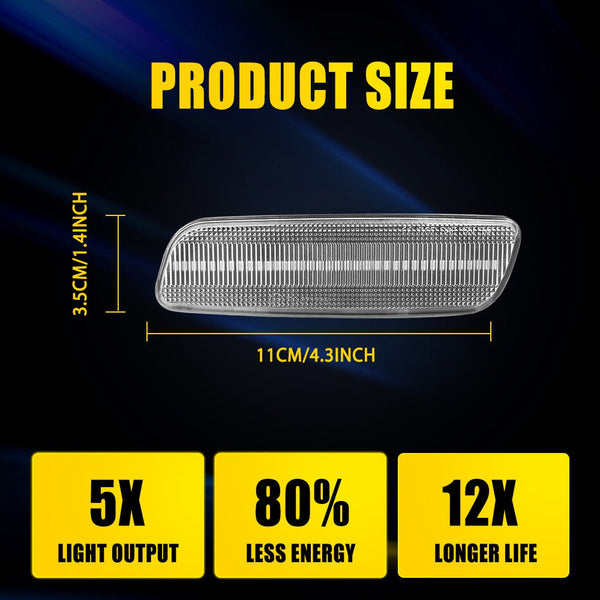 LED Side Marker Light for Scion xA 2004-2006, Clear Lens, Amber, Front Turn Signal