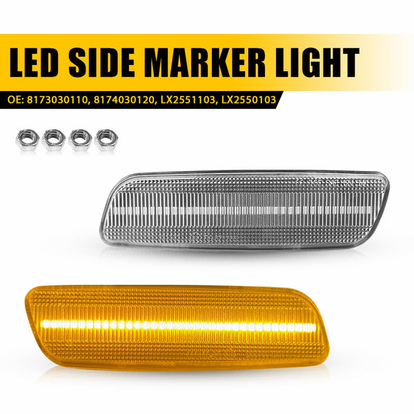 LED Side Marker Light for Scion xA 2004-2006, Clear Lens, Amber, Front Turn Signal