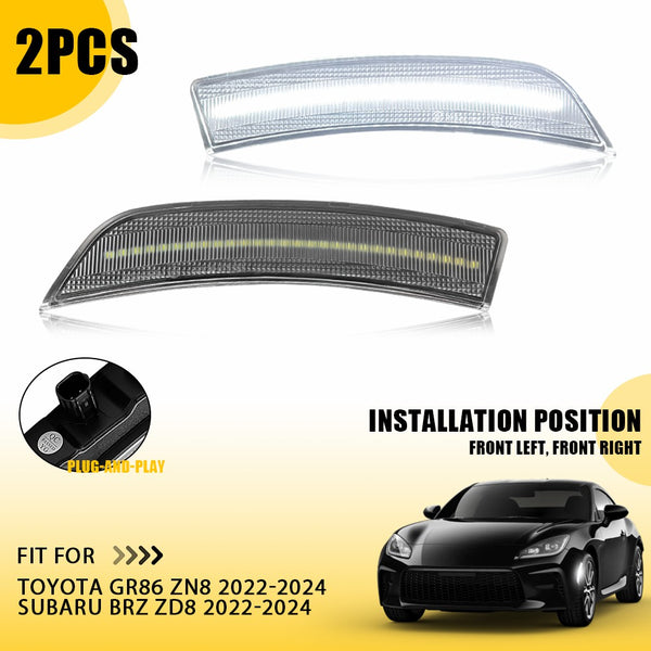 LED Side Marker Light for Toyota GR86/Subaru BRZ 2022-2024, Clear Lens, White