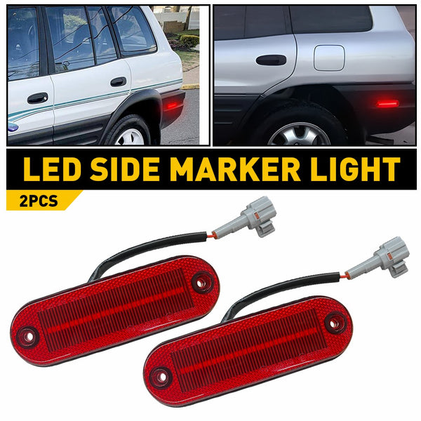 LED Side Marker Light for Toyota RAV4 1996-2000, Red, Rear Bumper Fender, L&R