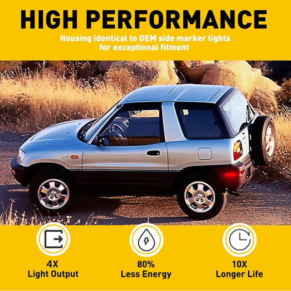 LED Side Marker Light for Toyota RAV4 1996-2000, Red, Rear Bumper Fender, L&R