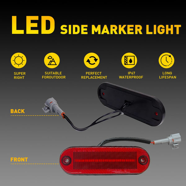LED Side Marker Light for Toyota RAV4 1996-2000, Red, Rear Bumper Fender, L&R