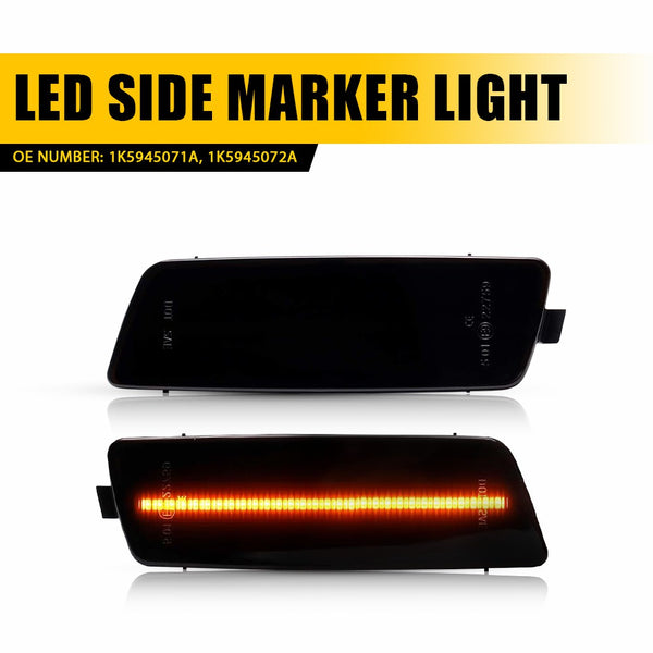 LED Side Marker Light for Volkswagen MK5 R32/MK6 2006-2009, Smoked Lens, Front