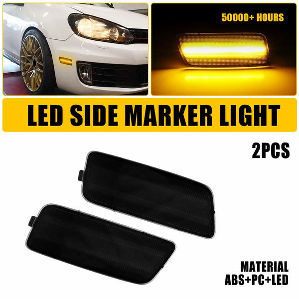 LED Side Marker Light for Volkswagen MK6 GTI 2010-2014, Smoked Lens, Amber, Front