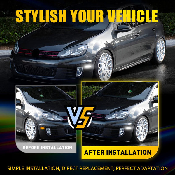 LED Side Marker Light for Volkswagen MK6 GTI 2010-2014, Smoked Lens, White, Front