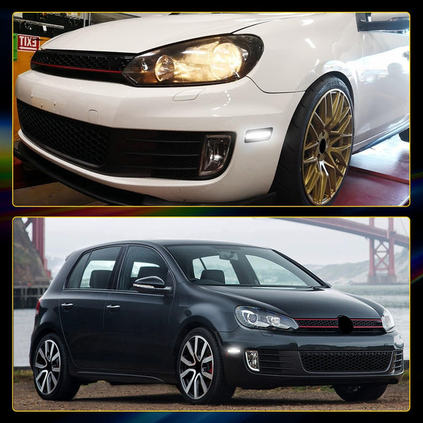 LED Side Marker Light for Volkswagen MK6 GTI 2010-2014, Smoked Lens, White, Front