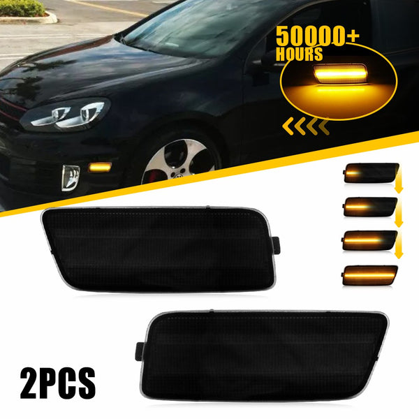 LED Side Marker Light for VW MK6 Golf/GTI 2010-2014, Smoked Lens, Amber, Front