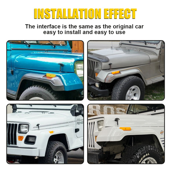 LED Side Marker Light Front Bumper/Fender for Jeep Wrangler YJ 1987-1995, Amber