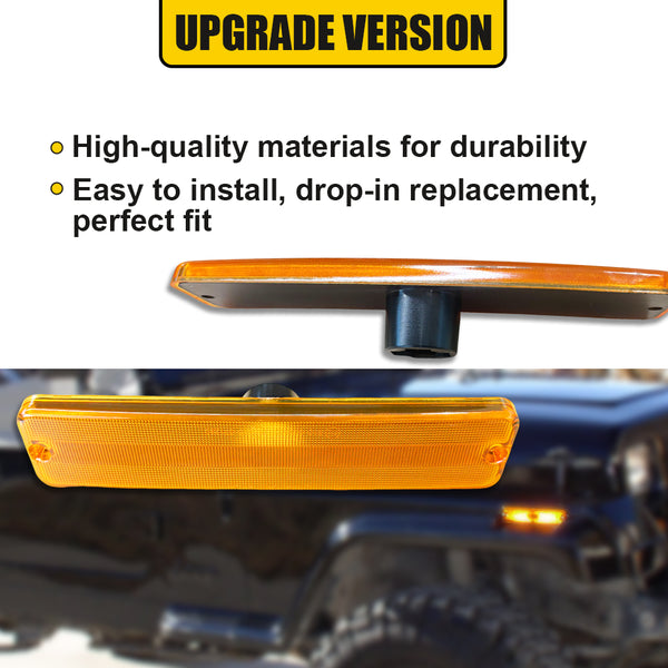LED Side Marker Light Front Bumper/Fender for Jeep Wrangler YJ 1987-1995, Amber