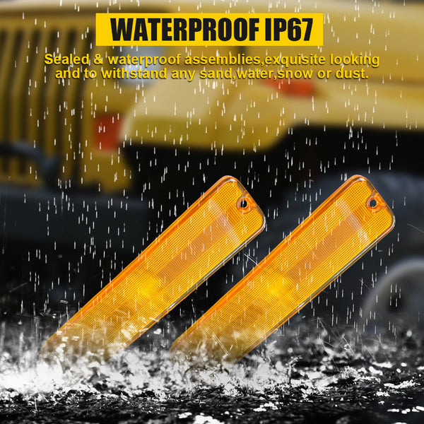 LED Side Marker Light Front Bumper/Fender for Jeep Wrangler YJ 1987-1995, Amber