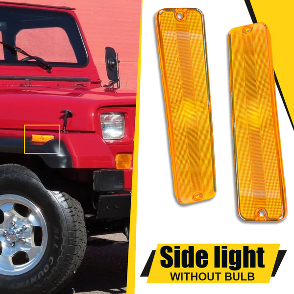 LED Side Marker Light Front Bumper/Fender for Jeep Wrangler YJ 1987-1995, Amber
