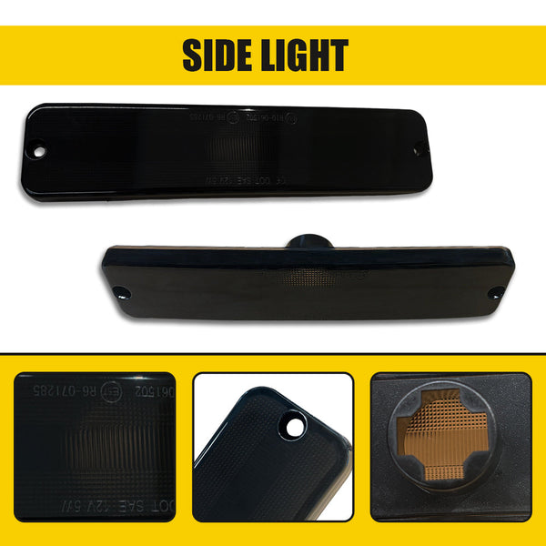 LED Side Marker Light Front Bumper/Fender for Jeep Wrangler YJ 1987-1995, Smoked Lens