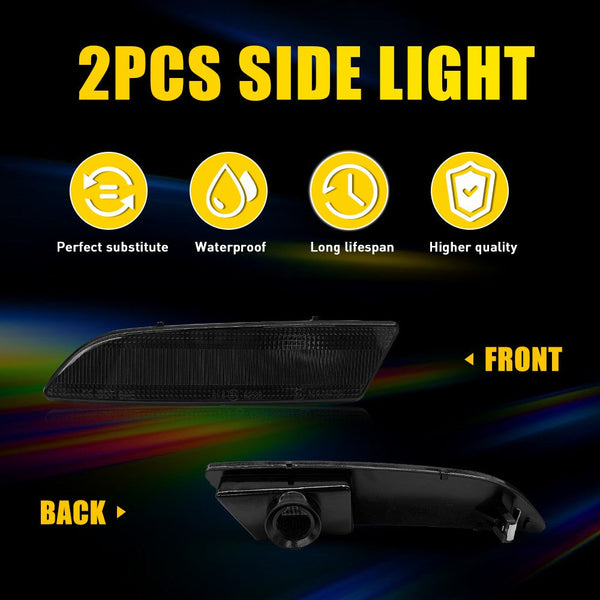 LED Side Marker Light Front Bumper for Chrysler Crossfire 2004-2008, Smoked Lens