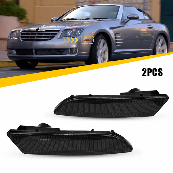 LED Side Marker Light Front Bumper for Chrysler Crossfire 2004-2008, Smoked Lens