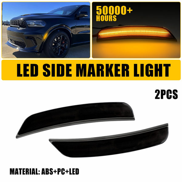 LED Side Marker Light Front Bumper for Dodge Durango 2021-2025, Smoked Lens, Amber