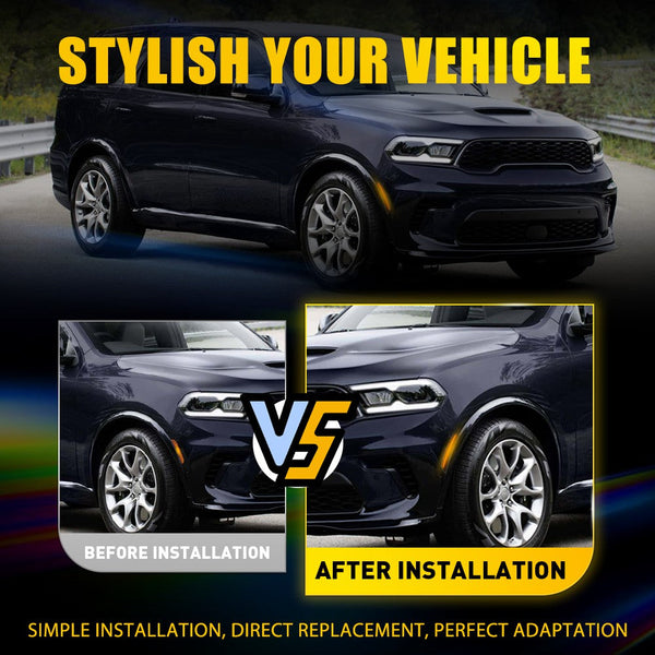 LED Side Marker Light Front Bumper for Dodge Durango 2021-2025, Smoked Lens, Amber