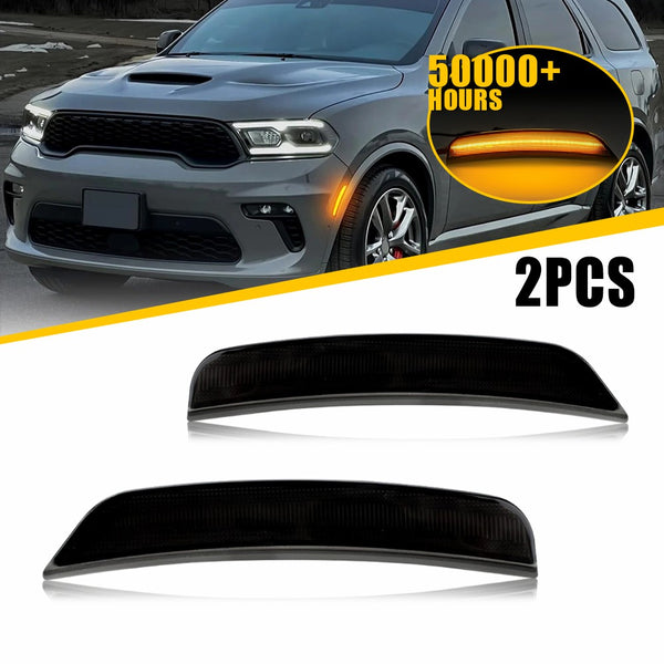LED Side Marker Light Front Bumper for Dodge Durango 2021-2025, Smoked Lens, Amber