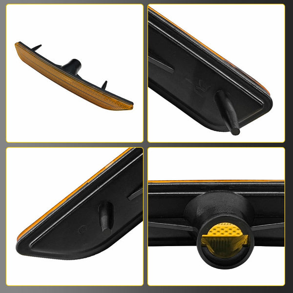 LED Side Marker Light Front Bumper Reflector for Ford Mustang 2010-2014, Amber Lens