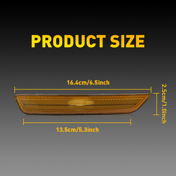 LED Side Marker Light Front Bumper Reflector for Ford Mustang 2010-2014, Amber Lens