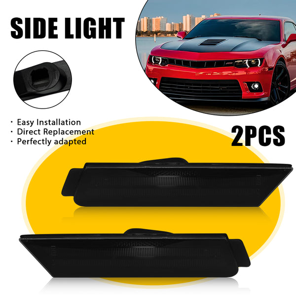LED Side Marker Light Front for Chevrolet Camaro 2010-2015, Smoked Lens, Front Only