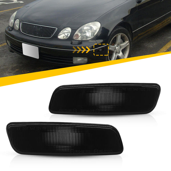 LED Side Marker Light Front Parking for Lexus GS430/IS300 2001-2005, Smoked Lens