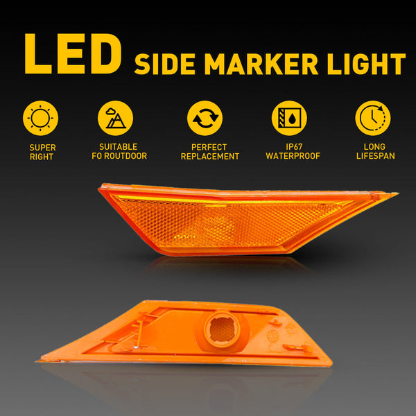 LED Side Marker Light Front Reflector for Honda Civic, Amber, Driver & Passenger