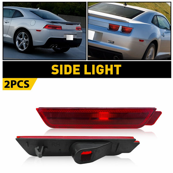 LED Side Marker Light Rear Bumper for Chevrolet Camaro 2010-2015, Red Reflector