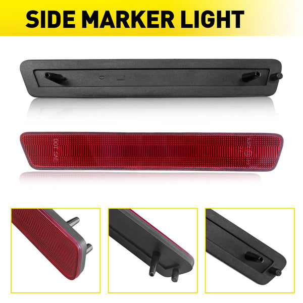 LED Side Marker Light Rear Bumper Kit for Ford Mustang 1999-2004, Red Reflector