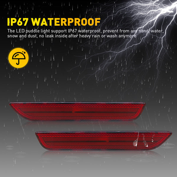 LED Side Marker Light Rear Bumper Kit for Ford Mustang 2010-2014, OE-Style, Red Lens