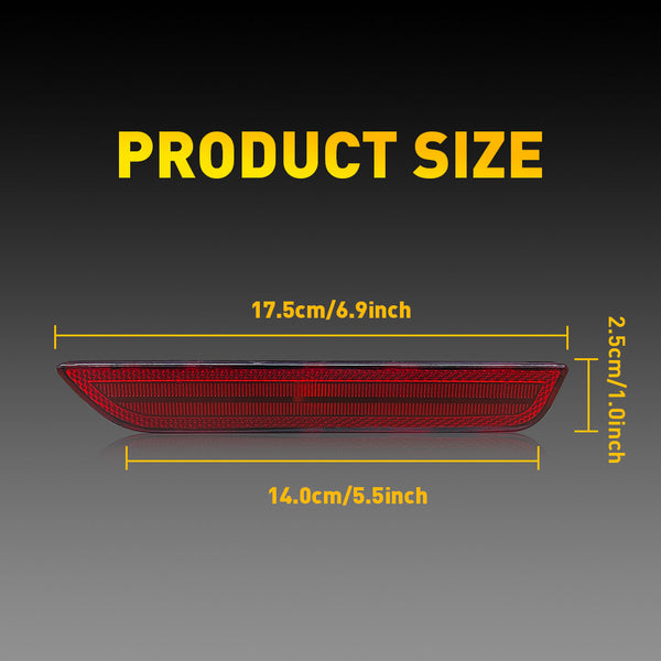 LED Side Marker Light Rear Bumper Kit for Ford Mustang 2010-2014, OE-Style, Red Lens