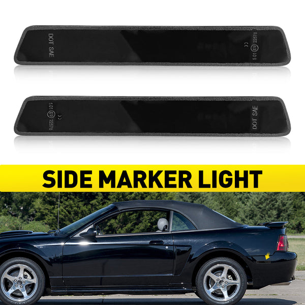 LED Side Marker Light Rear Bumper Reflector for Ford Mustang 1999-2004, Smoked Lens