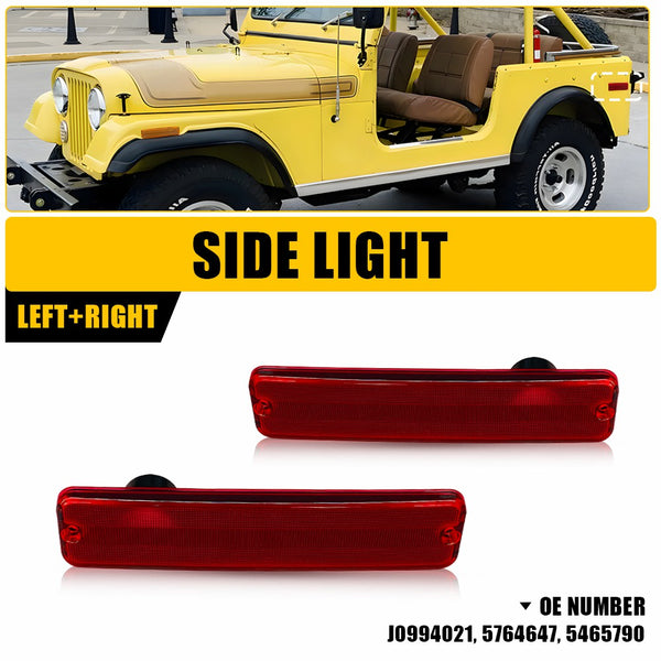 LED Side Marker Light Rear for Jeep CJ5/CJ6/CJ7/CJ8/Wagoneer J10/J20, Red
