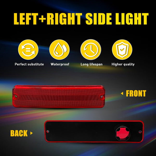 LED Side Marker Light Rear for Jeep CJ5/CJ6/CJ7/CJ8/Wagoneer J10/J20, Red