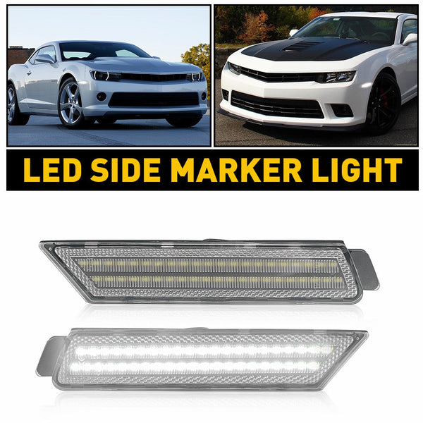 LED Side Marker Light Reflector for Chevrolet Camaro 2010-2015, Clear Lens, Front