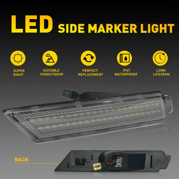 LED Side Marker Light Reflector for Chevrolet Camaro 2010-2015, Clear Lens, Front