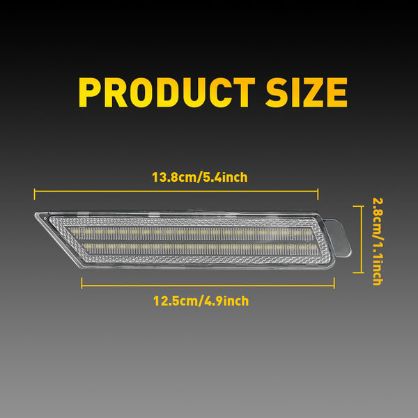 LED Side Marker Light Reflector for Chevrolet Camaro 2010-2015, Clear Lens, Front