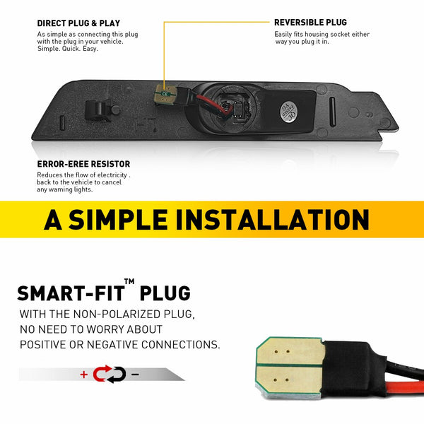 LED Side Marker Light Reflector for Chevy Camaro 2010-2015, Clear Lens, Rear