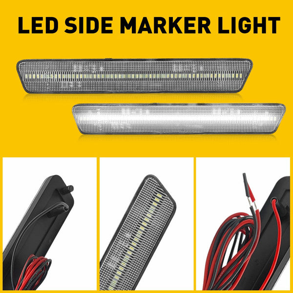 LED Side Marker Light Reflector for Ford Mustang 1999-2004, Clear Lens, White, Rear