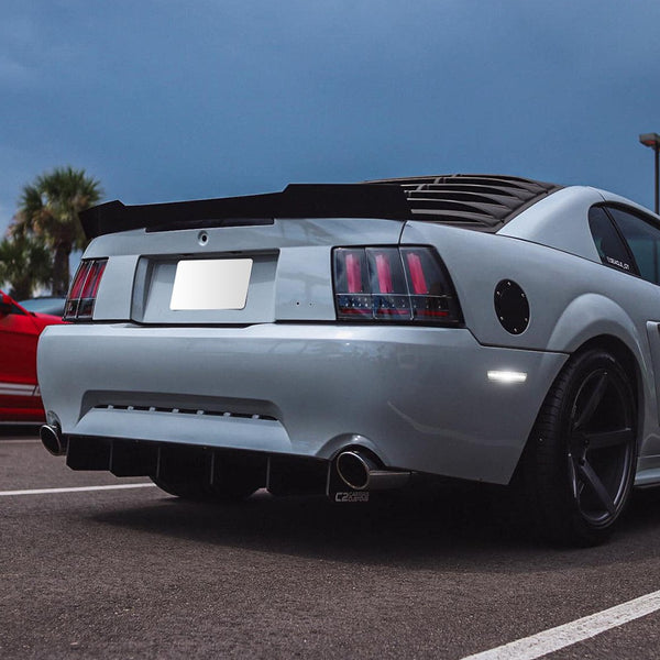 LED Side Marker Light Reflector for Ford Mustang 1999-2004, Clear Lens, White, Rear