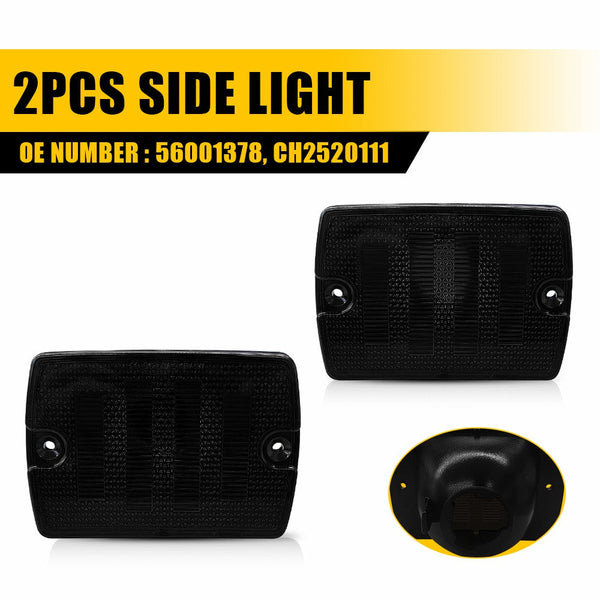LED Side Marker Light/Turn Signal Housing for Jeep Wrangler YJ 1987-1995, Smoked Lens, Front