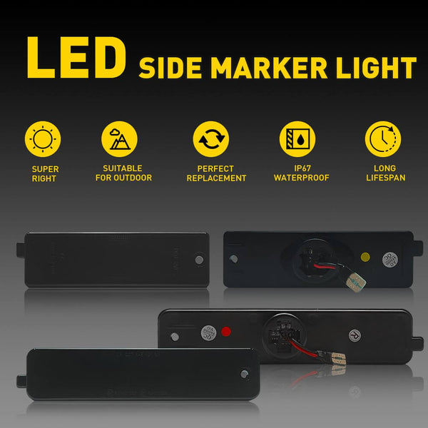 LED Side Marker Lights for 1998-2002 Pontiac Firebird Smoke Shell Front Amber Rear Red