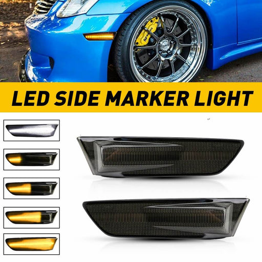 LED Side Marker Lights for 2002-2007 Skyline V35 Coupe /2003-2007 G35 2D Coupe, Front Bumper Smoke Lens