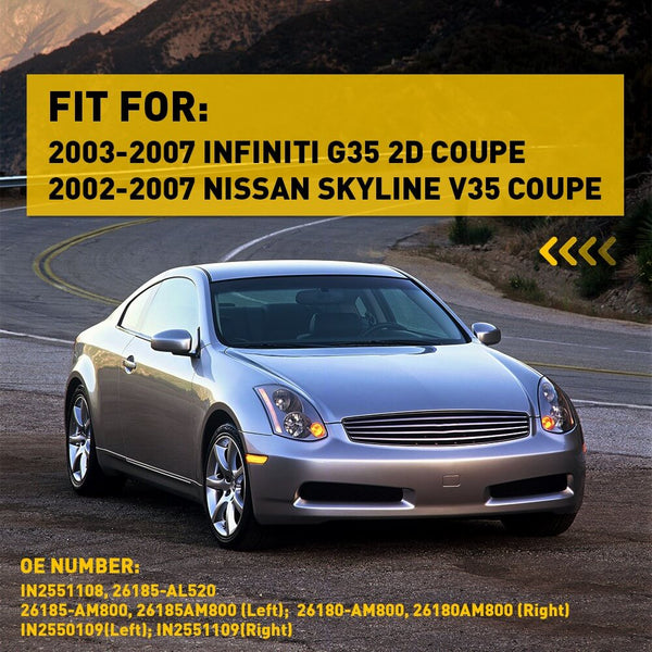 LED Side Marker Lights for 2002-2007 Skyline V35 Coupe /2003-2007 G35 2D Coupe, Front Bumper Smoke Lens