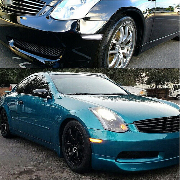 LED Side Marker Lights for 2002-2007 Skyline V35 Coupe /2003-2007 G35 2D Coupe, Front Bumper Smoke Lens