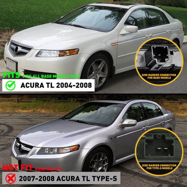 LED Side Marker Lights for 2004-2008 Acura TL (Not Fit Type-S Models), Front and Rear Bumper