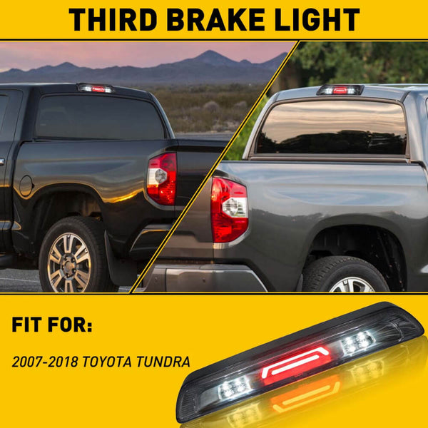 LED Third Brake Light Compatible with 2007-2018 Toyota Tundra, Smoked Shell Lens
