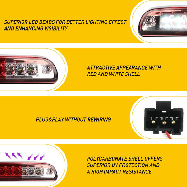 LED Third Brake Light Red Shell For Ford Ranger, Explorer, F-Series SD Models, Mazda B-Series